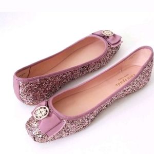 Kate Spade pink glitter ballet flats
